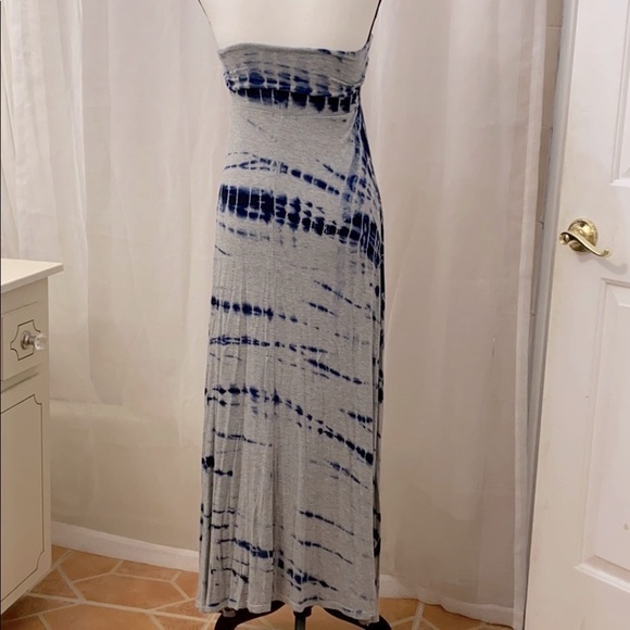 Women Enti Tie Dye Blue & Gray Maxi Cover Up Strapless Dress Size M - Picture 4 of 6